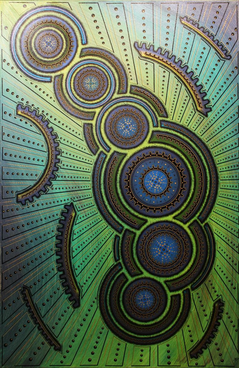 Abstract Acrylic Painting By Jonathan Pradillon, 30 X 45, Cyclic Derangement, Original Artwork