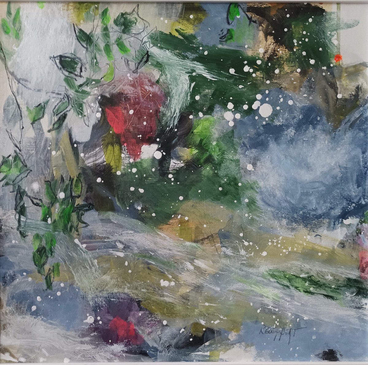 Organic Abstract Acrylic Painting By Karin Goeppert, 17 X 17", Outside In, Original Artwork