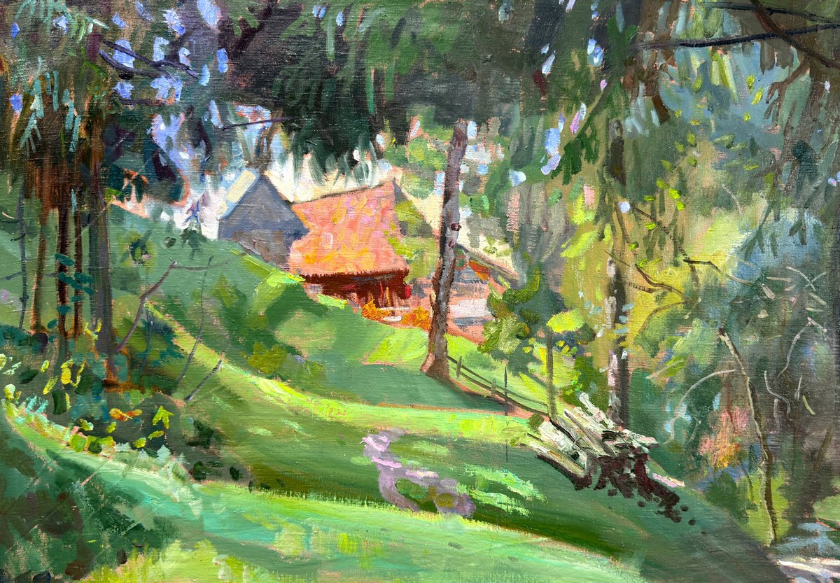 Impressionistic Landscape Oil Painting By Igor Galan, 30 X 22, Summer Light Carpathian Hills, Original Artwork