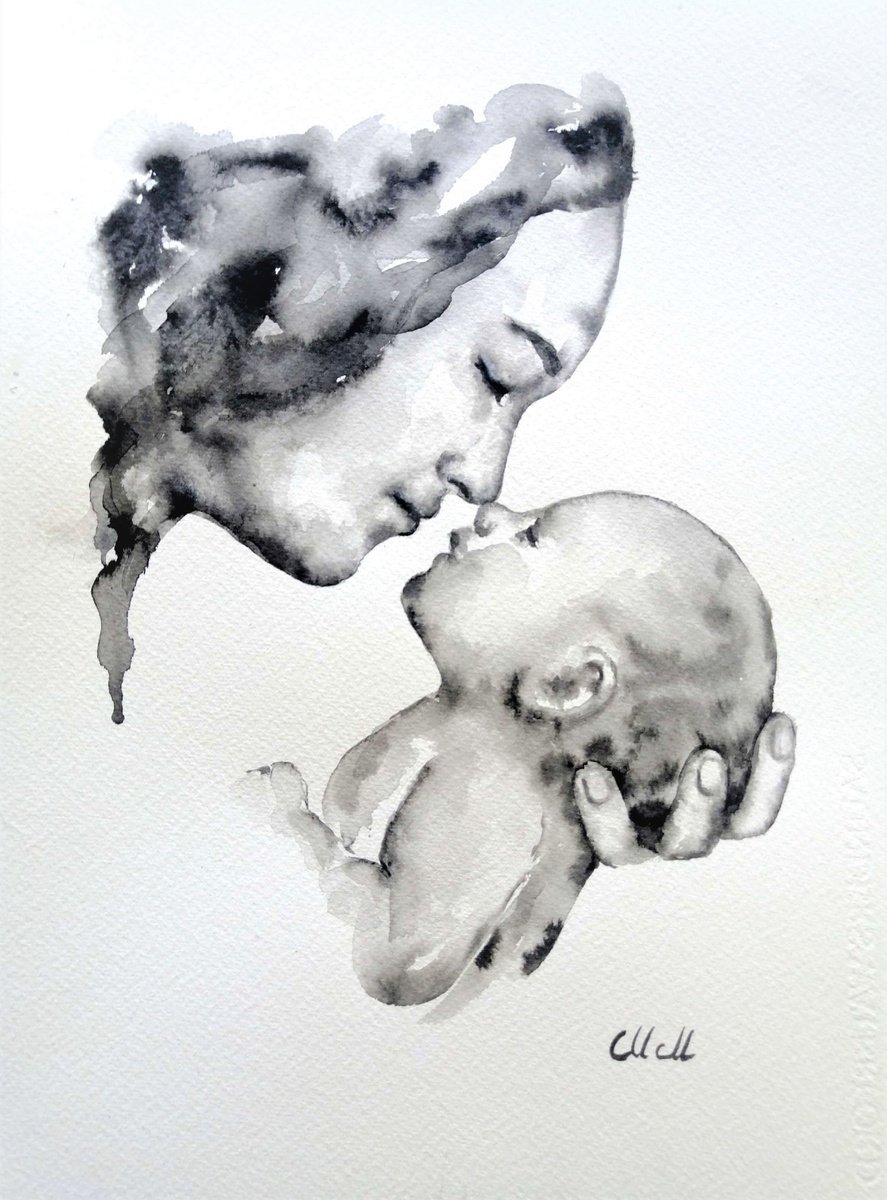 Maternal love IX by Mateja Marinko