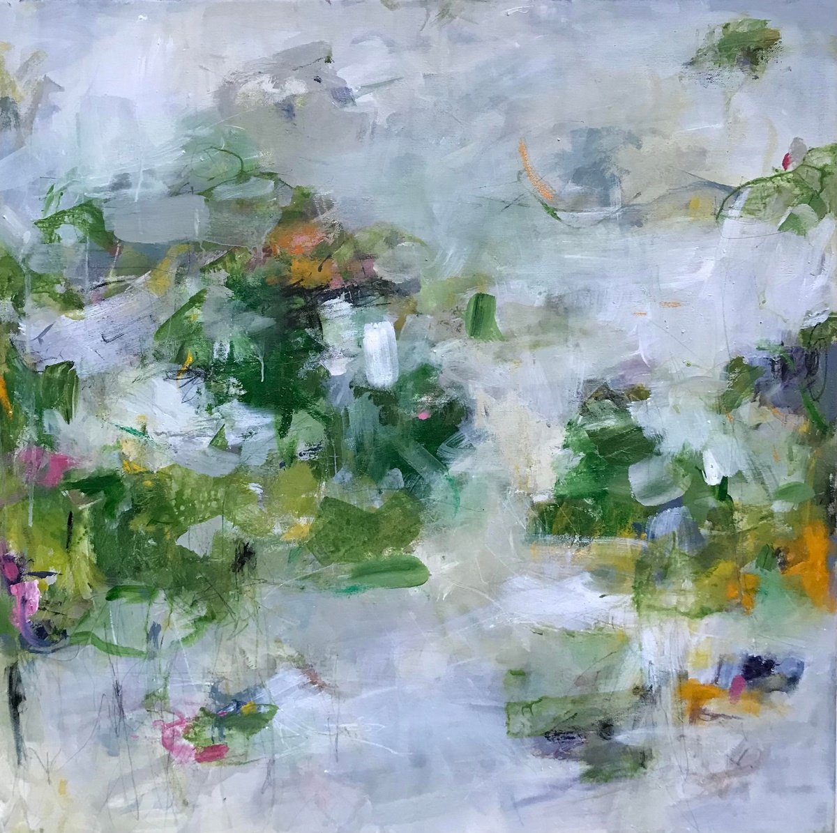 Abstract Landscape Acrylic Painting By Angela Dierks, 31 X 31, Meadows And Melodies, Original Artwork