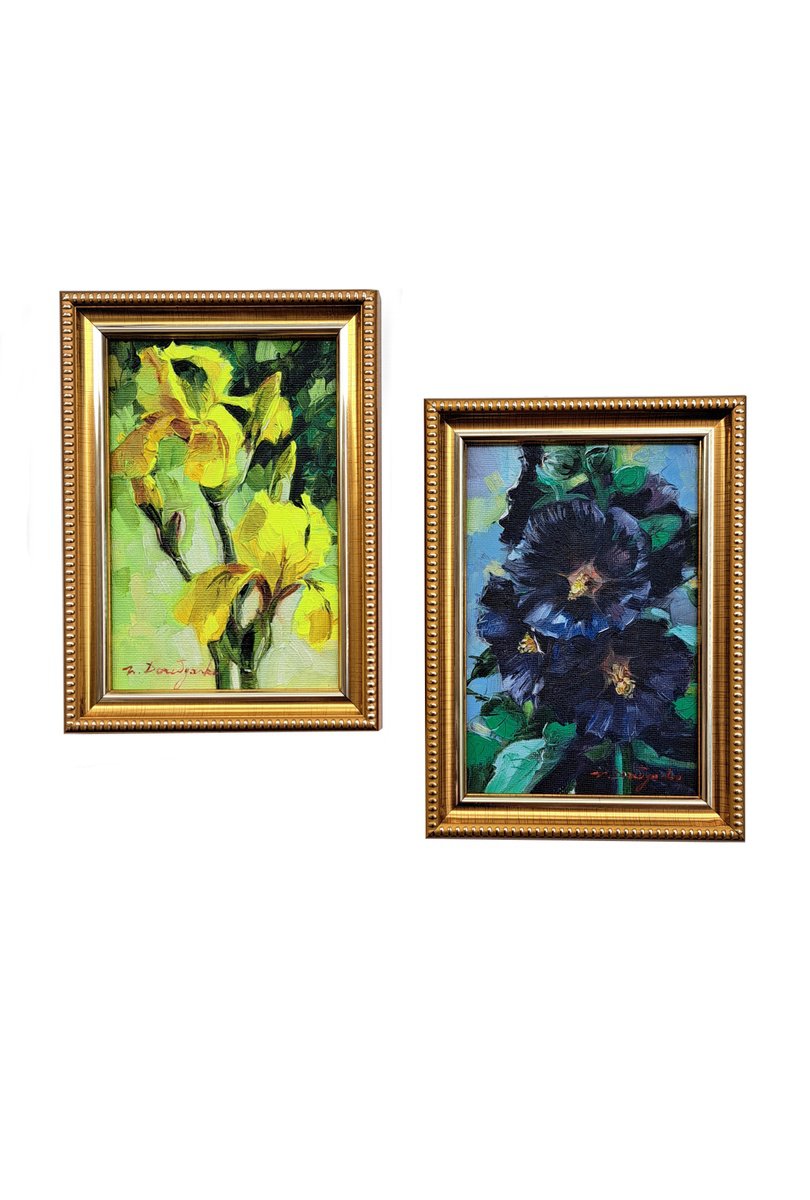 Impressionistic Botanical Oil Painting By Nataly Derevyanko, 5 X 7", Purple Mood, Original Artwork