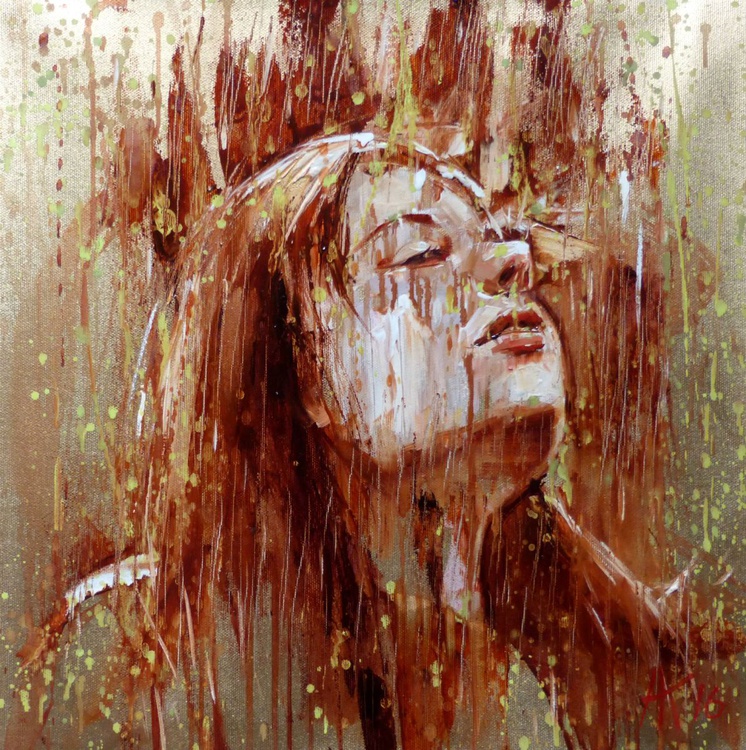Under Rain Oil Painting 40x40 Cm Artfinder