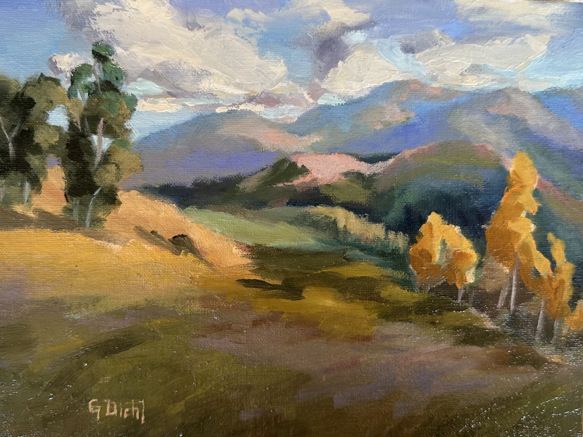 Impressionistic Landscape Oil Painting By Grace Diehl, 8 X 6, Rolling Through, Original Artwork
