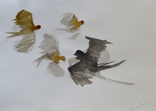 The Flying Birds, 29x41 cm by Frederic Belaubre
