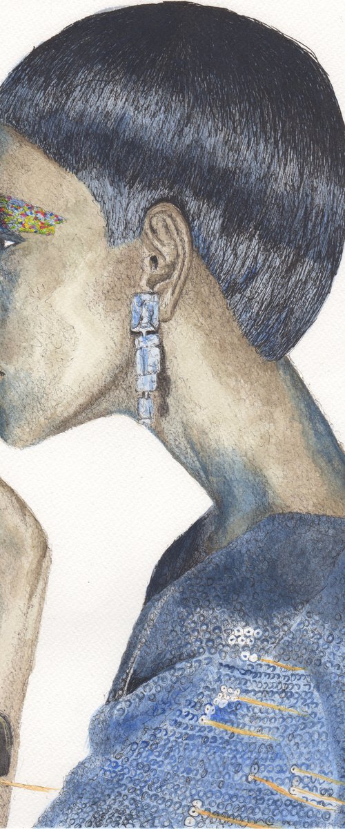 contemporary female fashion illustration portrait of black woman by Renske Karlien Hercules