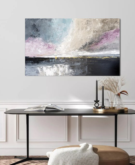 Golden Break of Dawn-blue pink wall art