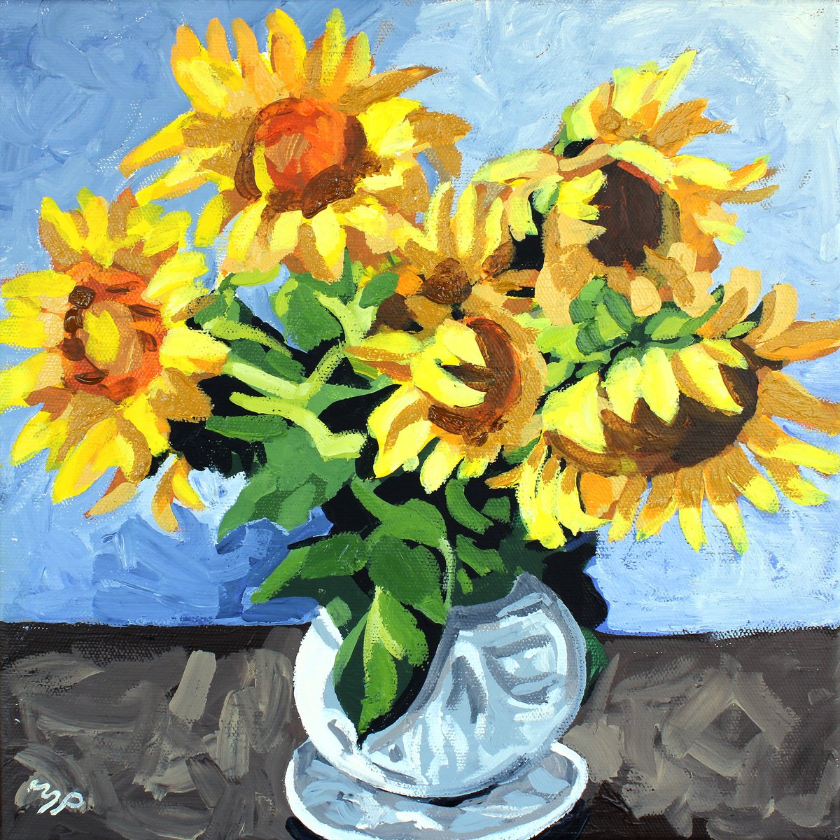 Impressionistic Botanical Acrylic Painting By Melinda Patrick, 12 X 12", Summer Blooms, Original Artwork