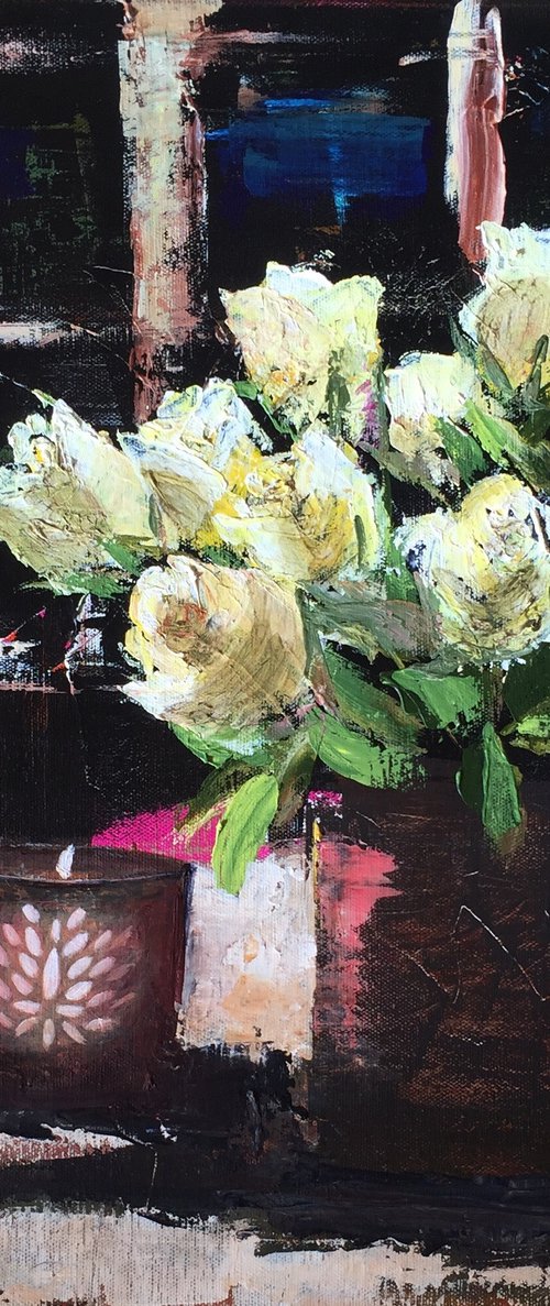 White Roses and candles by Shelly Du
