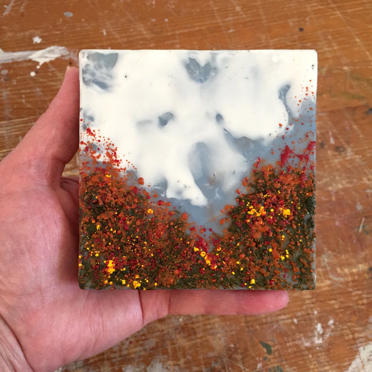August Wildflowers - Encaustic & Beeswax Landscape Painting by Tammy Silbermann