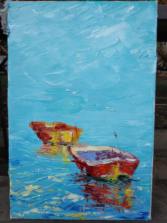 Small pictures series -10- Boats (20x30cm, oil painting, ready to hang)