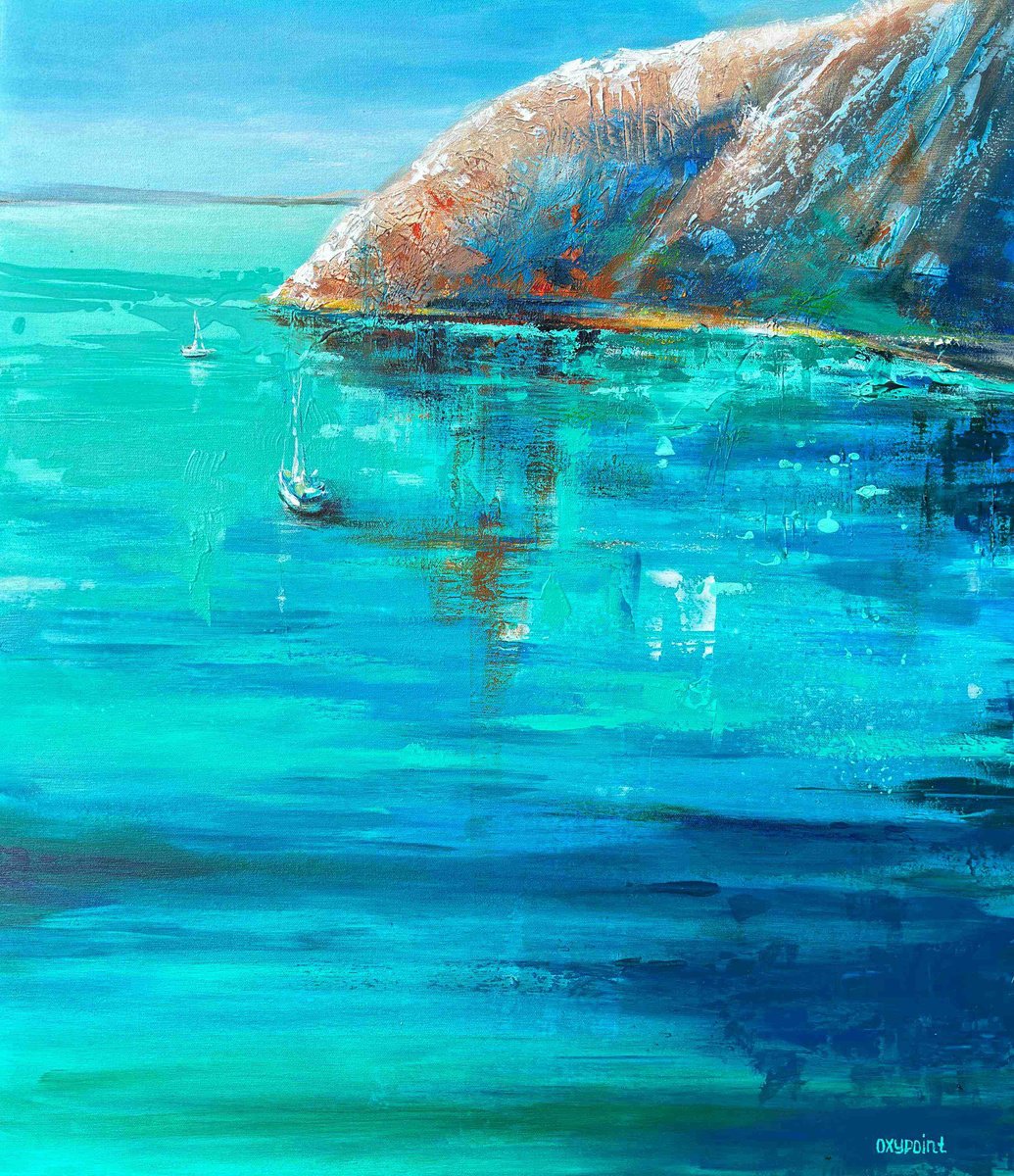 Impressionistic Landscape Painting By Oxypoint, 28 X 31", "High Bank", Original Artwork