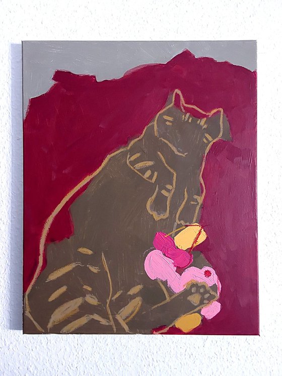 #8/24 Tiger cat with toys