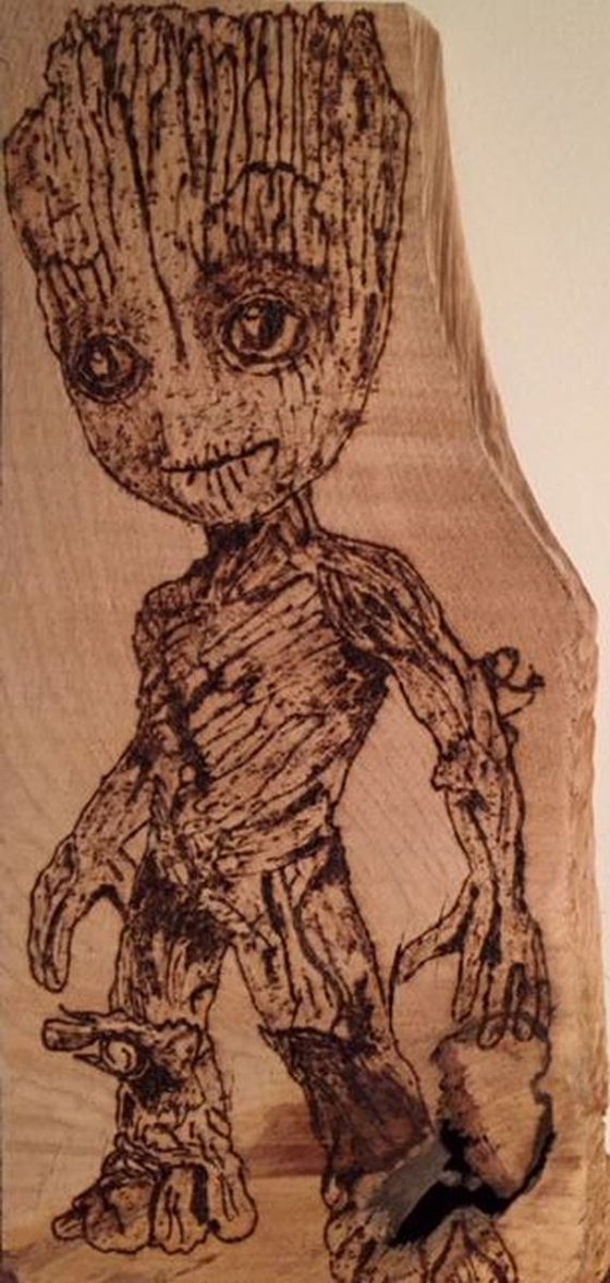 Baby Groot - pyrography art