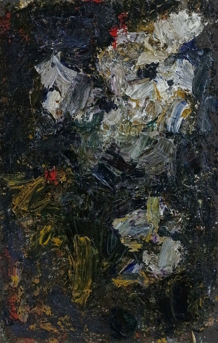 Abstract Botanical Oil Painting By Stanislava Cherkasova, 14 X 20", White Lilac, Original Artwork