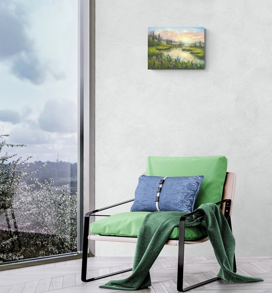 Sunset at the bluebonnet field