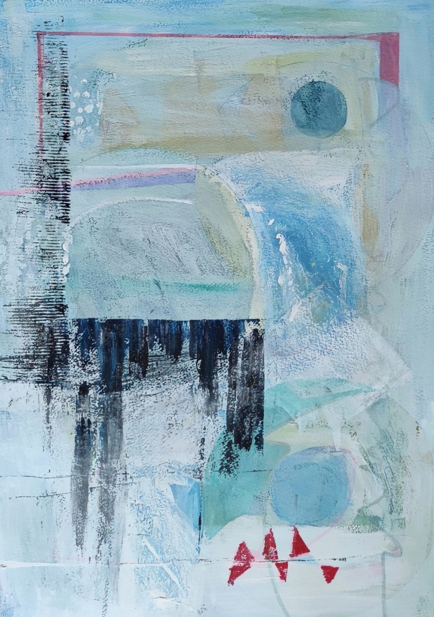 Expressive Abstract Painting By Chrissy Guest, 22 X 30, Coastal Elements, Original Artwork