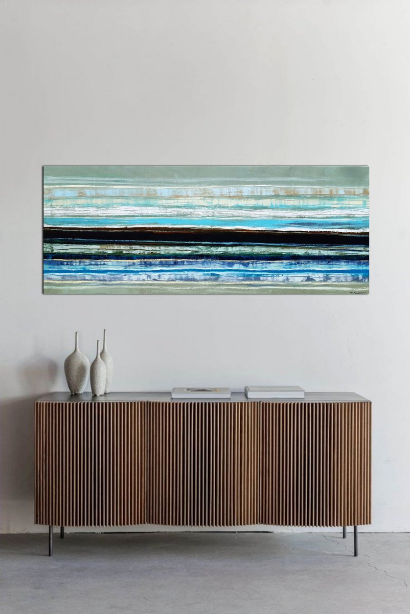 Abstract Oil Painting By Tigran Mamikonyan, 59 X 24", Road B3 60X150Cm., Original Artwork