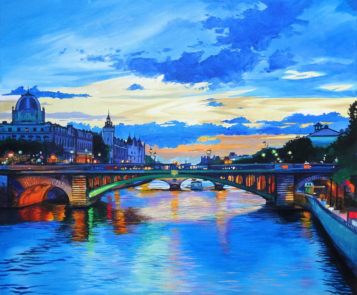 Paris Sunset On The River Seine 2023 by Joseph Lynch