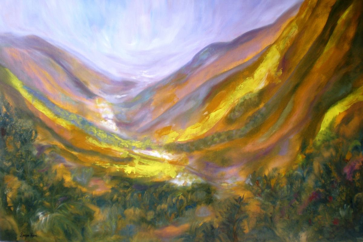 Impressionistic Landscape Oil Painting By Deepa Kern, 49 X 33, Ascent To The Mountains,125X85Cm Large Painting, Artfinder