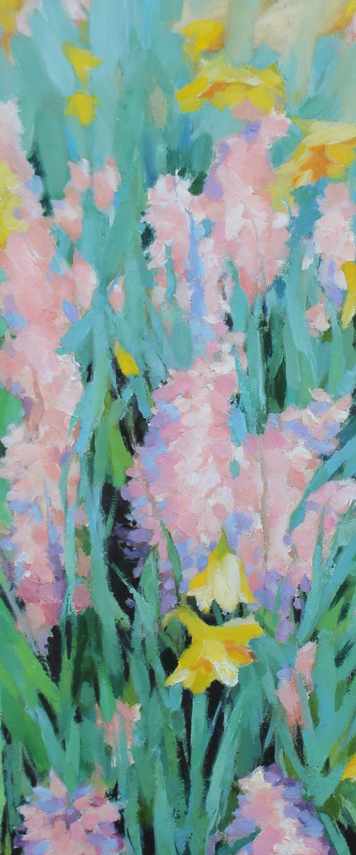 Pink Hyacinths and Yellow Daffodils by Tatiana Alekseeva