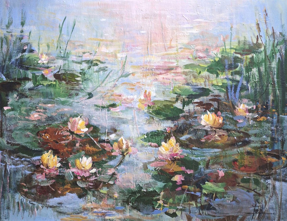 Morning at the lily pond by Irina Laube