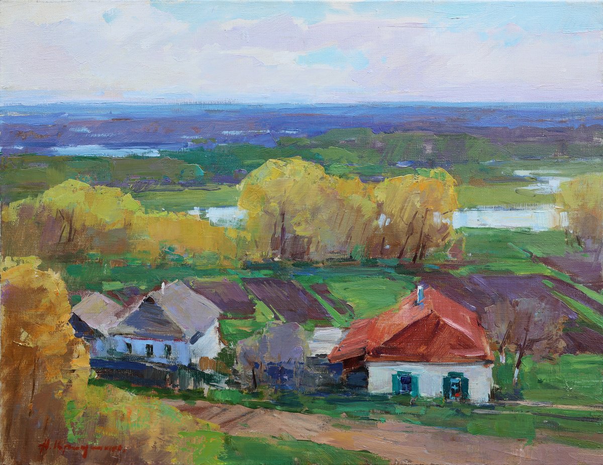 Impressionistic Landscape Oil Painting By Aleksandr Kryushyn, 26 X 20, The Air Of Spring, Original Artwork