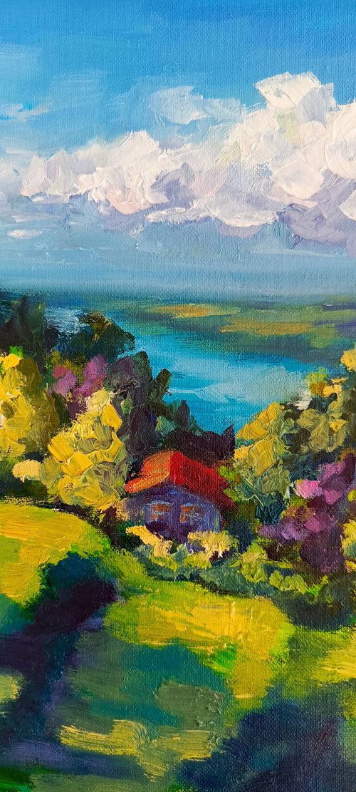 Summer Landscape House of peace and sun by Anastasia Art Line