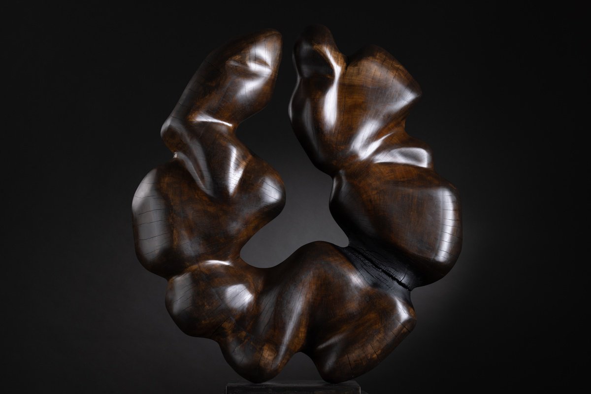 Organic Abstract Wood Sculpture By Robert Houser, 30 X 35", Fuego, Original Artwork