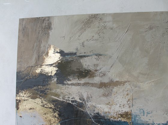 "Flight 2" Beige brown gold abstract art