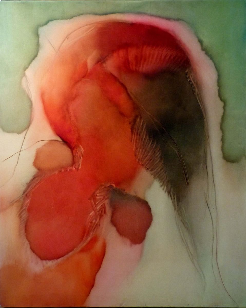 Abstract Oil Painting By Frederic Belaubre, 32 X 39, Metafigure #34, 100X81 Cm, Original Artwork