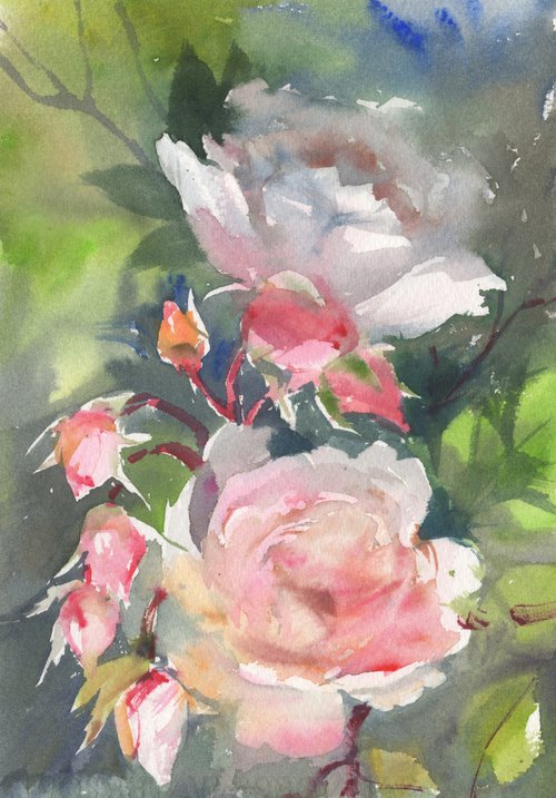 Beautiful Flower Watercolor painting by Samira Yanushkova