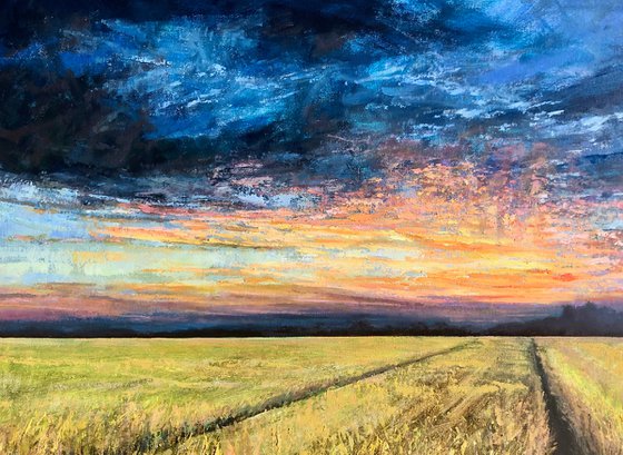 'AT DAWNS GOLDEN GATES III' SUNRISE, SUNSET, LANDSCAPE OIL PAINTING.