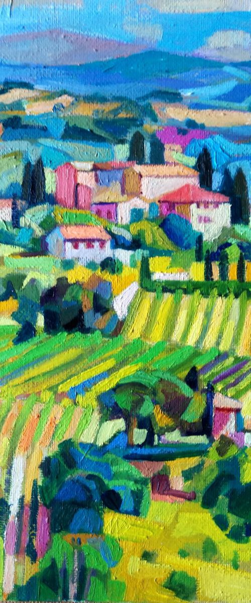 Landscape of Tuscany / 24 X 18  cm by Maja Đokić Mihajlović