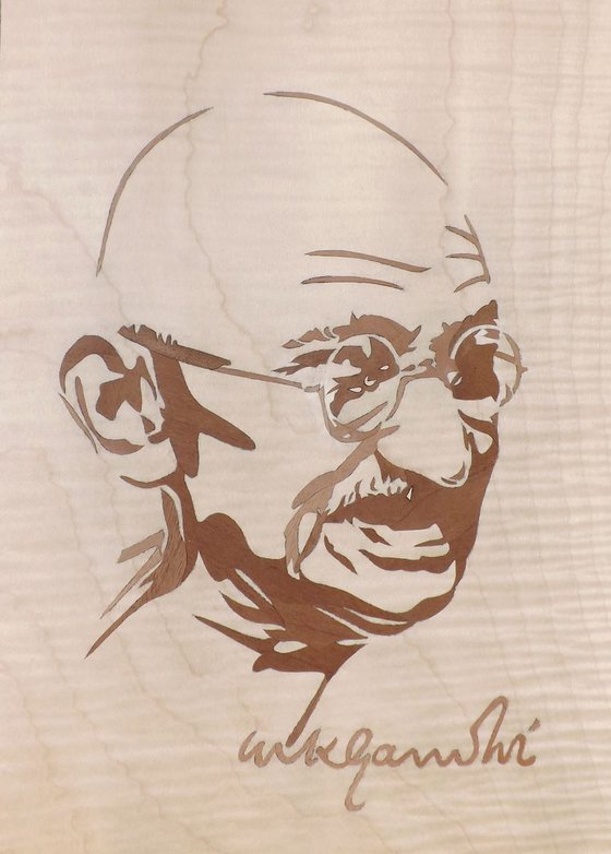 Mahatma Gandhi (marquetry work)