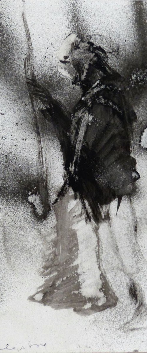 The Rain, ink on paper 20x15 cm by Frederic Belaubre