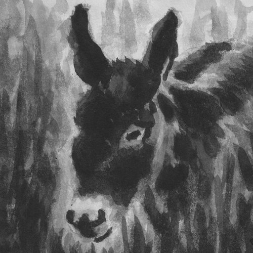 Donkey in the long grass No2 by Hugo Lines