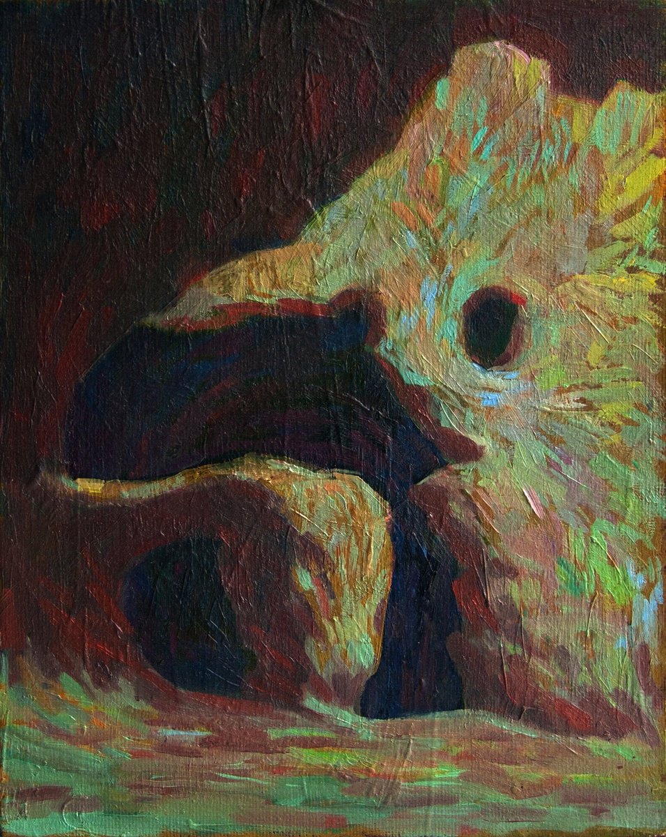 Impressionistic Landscape Oil Painting By Anna Khaninyan, 8 X 10, Cave, Original Artwork