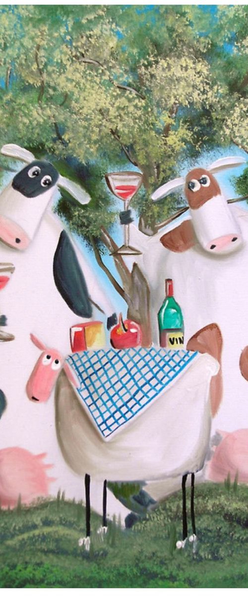 a cow picnic by Gordon Bruce