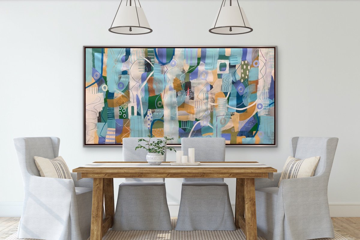 Organic Abstract Acrylic Painting By Rashna Hackett, 72 X 37", No Regrets, Original Artwork