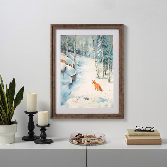 Hidden in Plain Sight Fox in Winter Forest