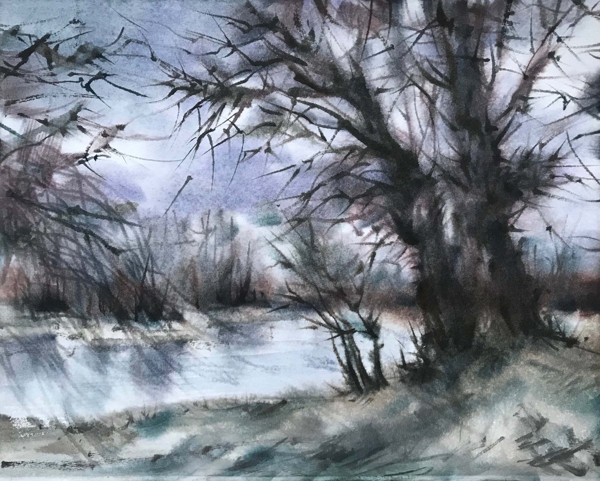 Cold spring. one of a kind, original watercolour by Galina Poloz