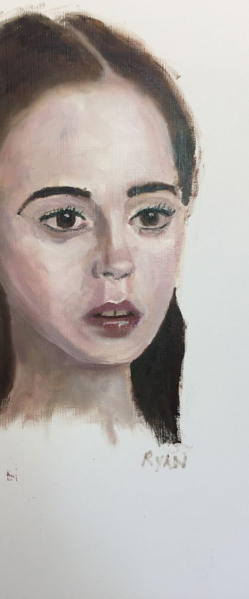 Elisa Study - Portrait of a Girl 16x12 Oil On Paper by Ryan  Louder