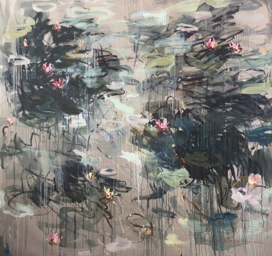 Water lilies. Summer pond.