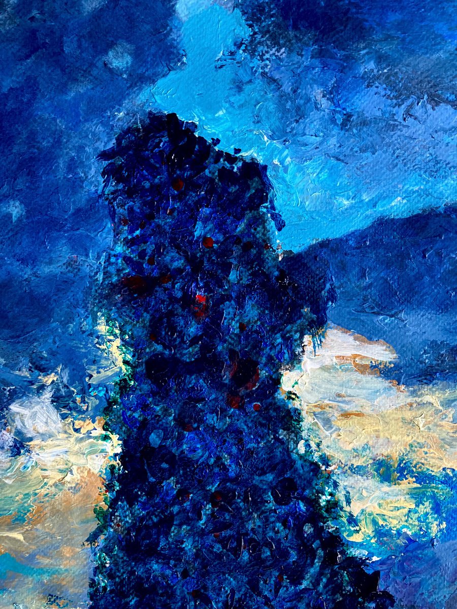 Impressionistic Landscape Acrylic Painting By John Cottee, 22 X 30, Moody Blues, Original Artwork