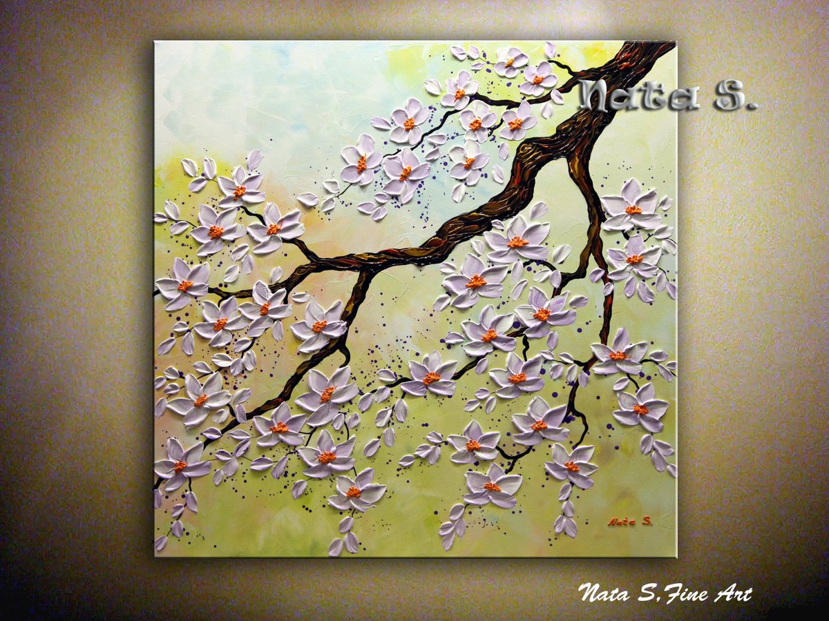 Blossom Sakura - Original Textured Painting by Nataliya Stupak