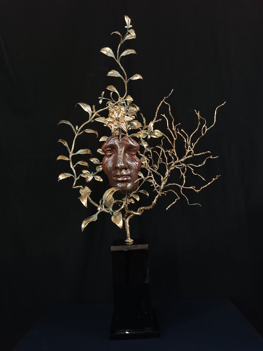 Surrealistic Portrait Bronze Sculpture By Karen Terzyan, 11 X 13", Jewish Mother, Original Artwork