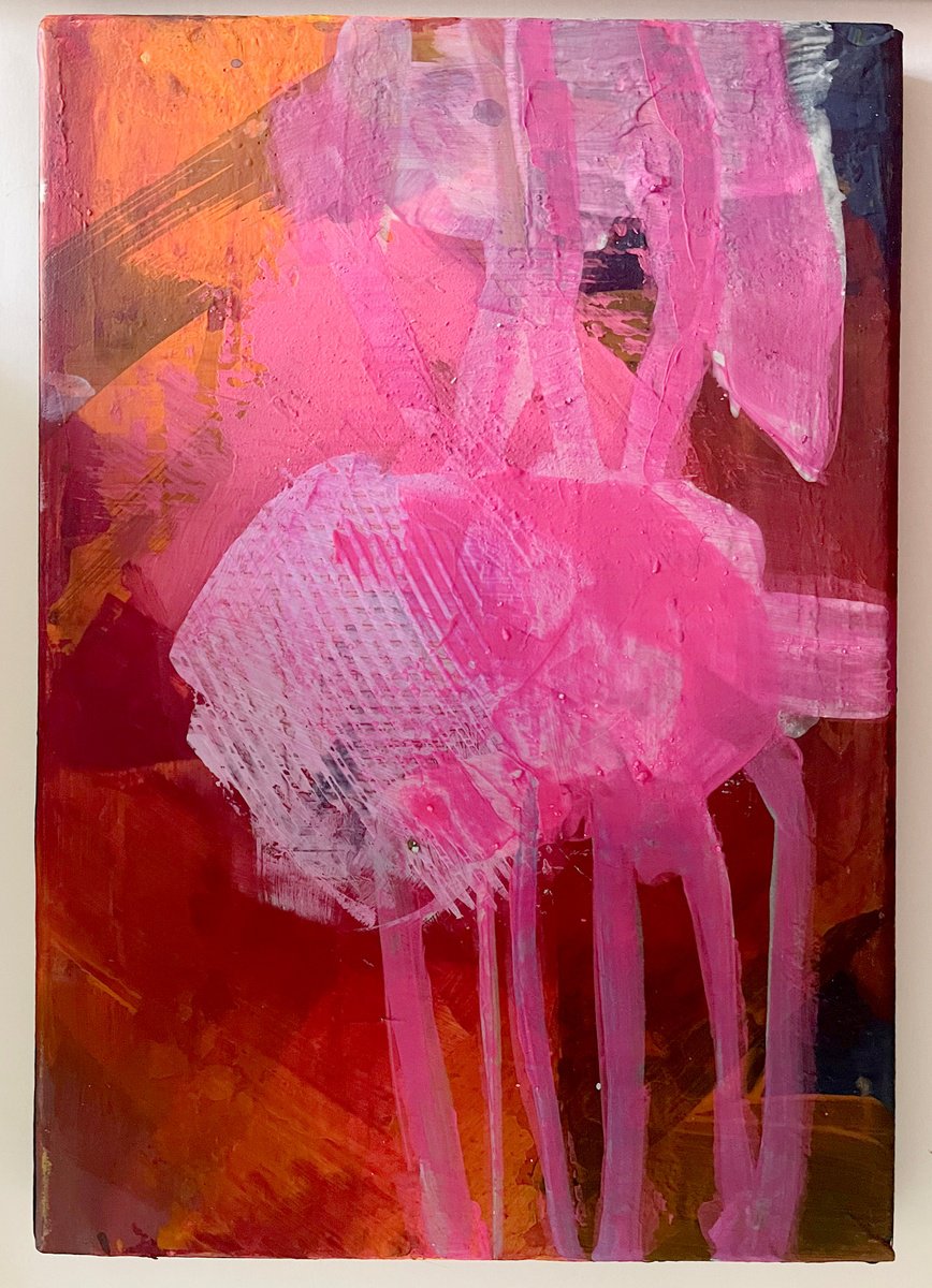 Organic Abstract Acrylic Painting By Ulli Schmitt, 8 X 12", Beating Heart, Original Artwork