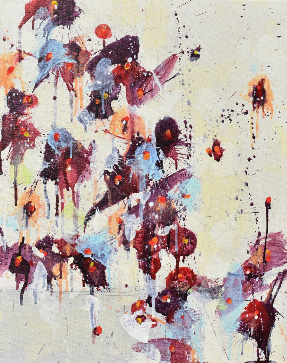 Abstract Botanical Acrylic Painting By Cynthia Ligeros, 16 X 20, Flower Of Truth, Original Artwork