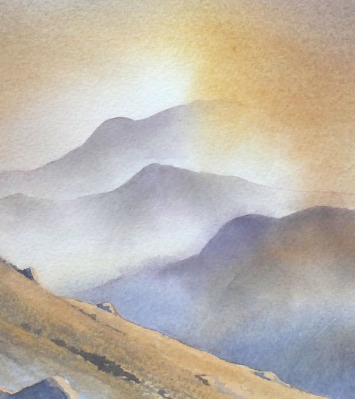 View South from Helvellyn. by John Campbell, Mountainpainter.